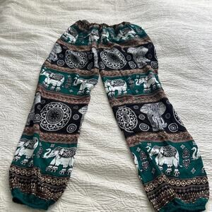 Green and brown elephant print